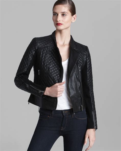 michael kors canada leather jacket|Michael Kors leather motorcycle jacket.